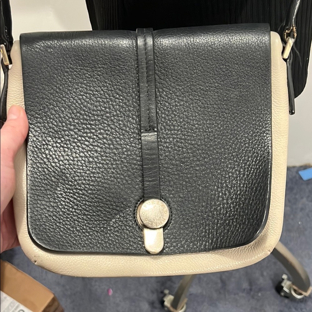 Furla Black and Cream Leather Crossbody Bag